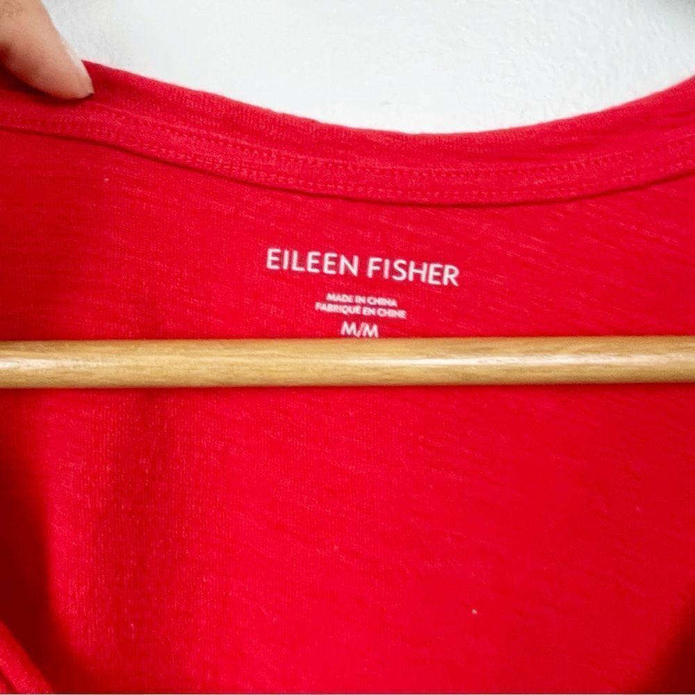 Eileen Fisher Raspberry V-Neck Short Sleeve Tee - Picture 3 of 5